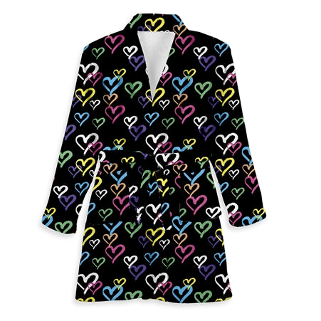 Top Trenz Graffiti Heart Fuzzy Bath Robe