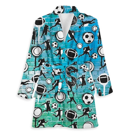 Top Trenz Sports Graffiti Fuzzy Bathrobe