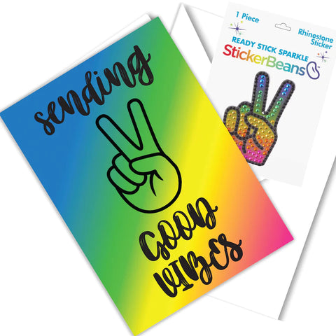 Peace Out Greeting Card With Matching Stickerbean