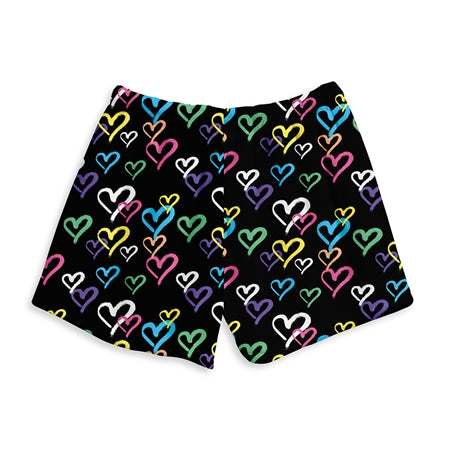 Top Trenz Graffiti Heart Tie Dye Fuzzy Shorts