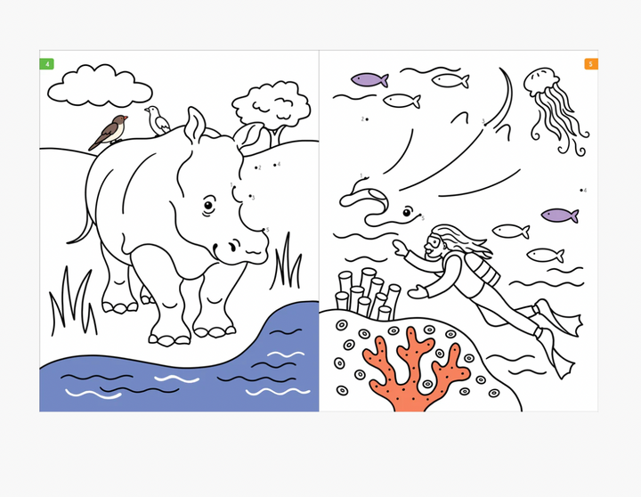 Animals Dot-to-Dot Colouring Book