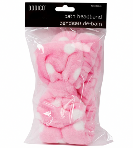 Bodico Plush Bath Headband Pink Polkadot