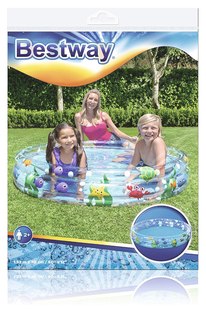 60" Inflatable 3-Rings Pool Ocean Life Design