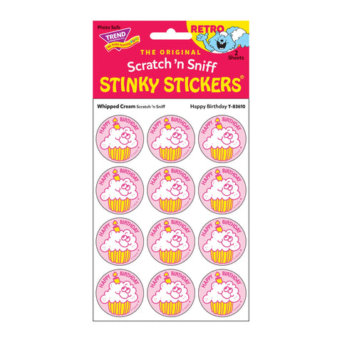 Happy Birthday Whipped Cream Scent Retro Scratch 'n Sniff Stinky Stickers