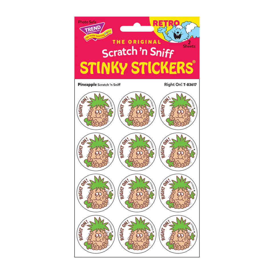 Right On! Pineapple Scent Retro Scratch 'n Sniff Stinky Stickers