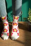 Teen/Women Crew: Smile Flower Socks
