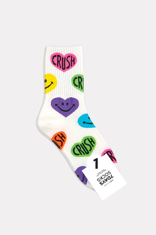 Teen/Women Crew: Neon Crush Smile Socks