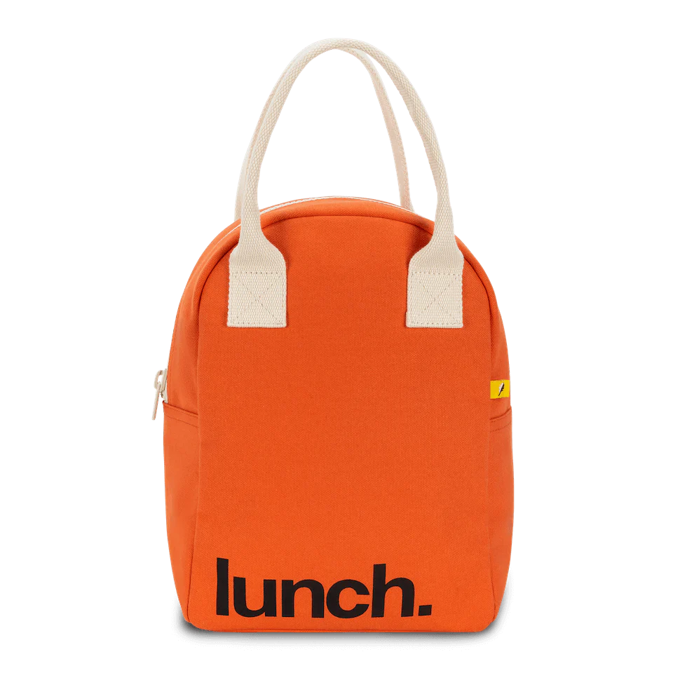 Fluf Orange Red Zipper Lunch Bag