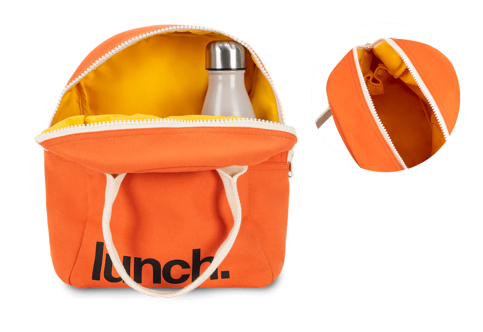 Fluf Orange Red Zipper Lunch Bag