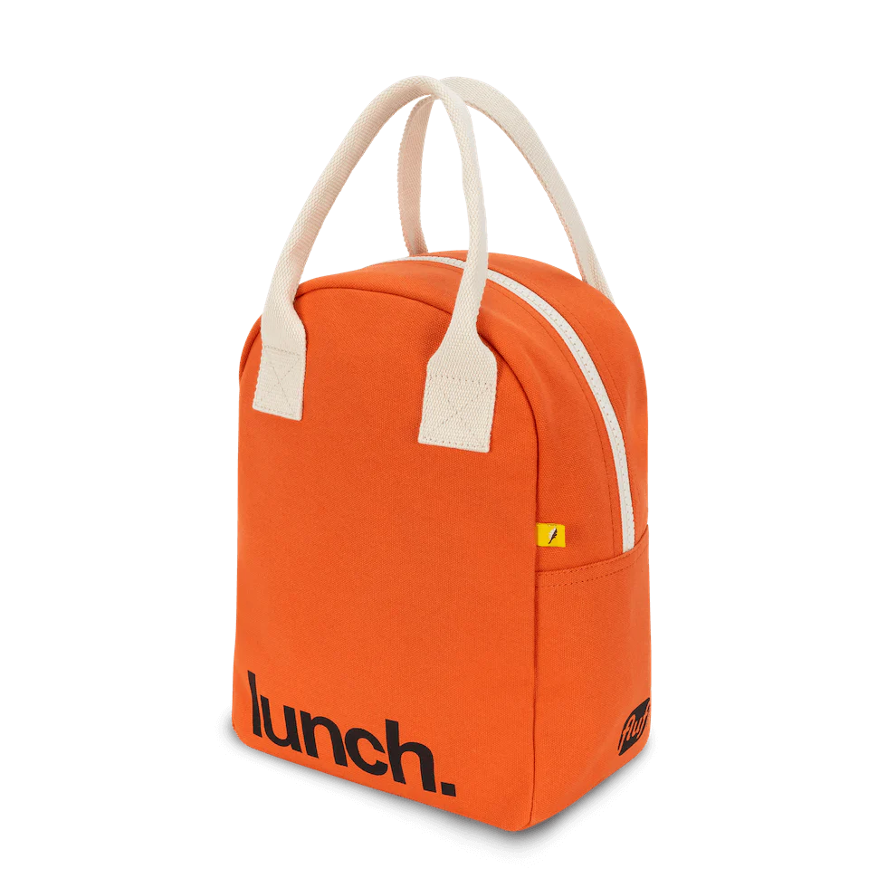 Fluf Orange Red Zipper Lunch Bag