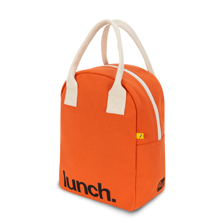 Fluf Orange Red Zipper Lunch Bag