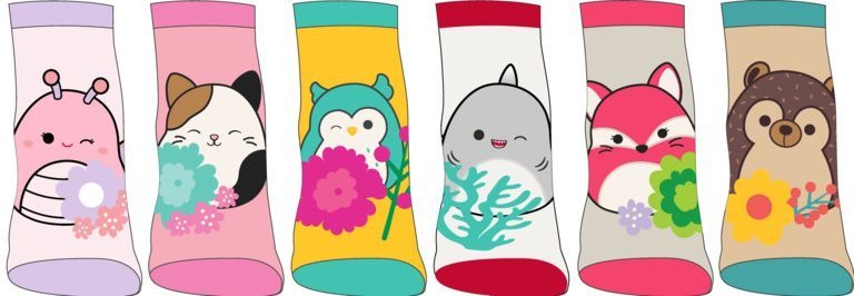 Squishmallow Youth Character Ankle Socks 6-Pack