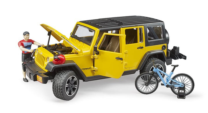 Jeep Wrangler Rubicon with Mountain Bike and Cyclist