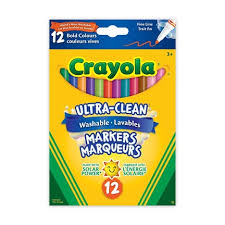 Crayola Ultra-Clean Washable Fine Line Markers Bold 12 Pack