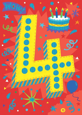 Wow! You're Four Birthday Card