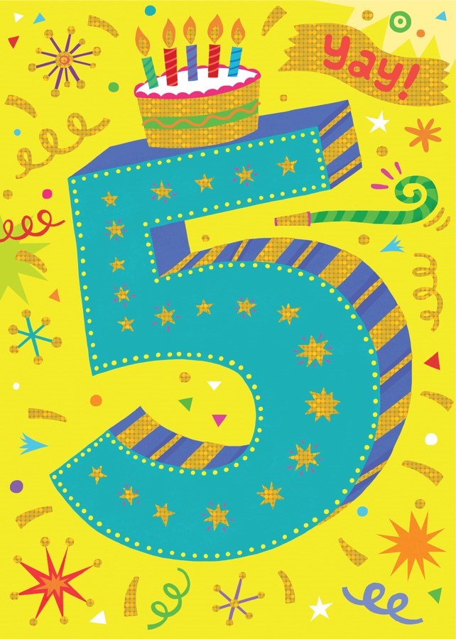 Yay! Age Five Birthday Card