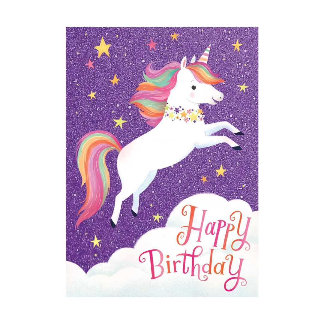 Flying Unicorn Birthday Card