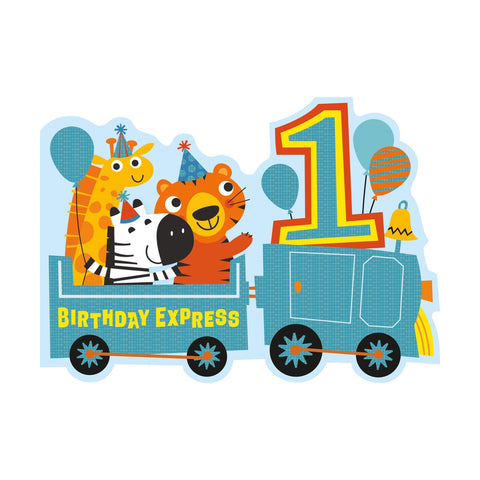 Age 1 Zoo Train Birthday Card