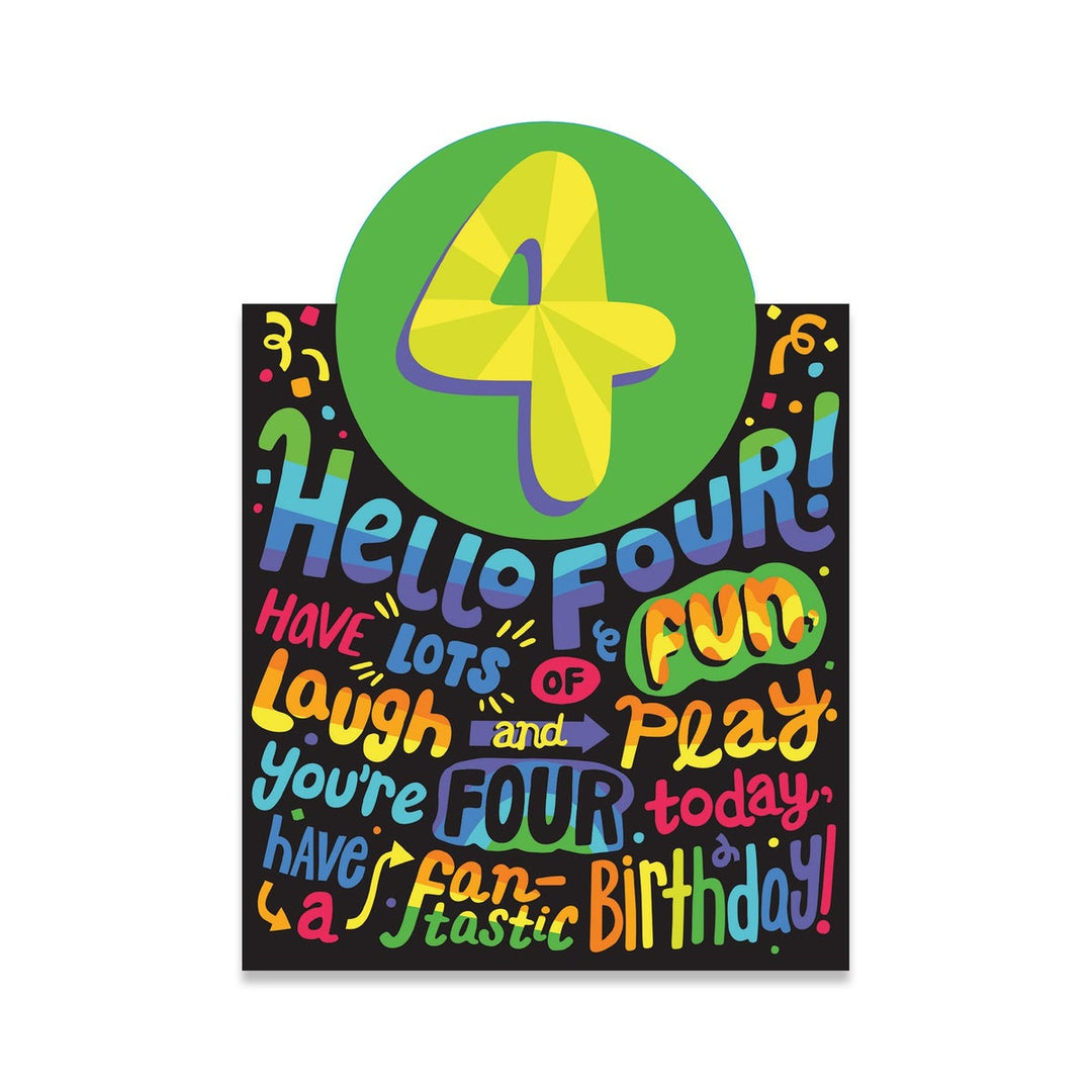 Hello 4 Neon Birthday Card