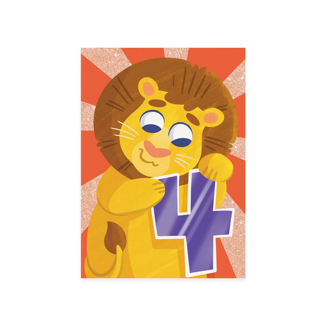 Age 4 Lion Birthday Card