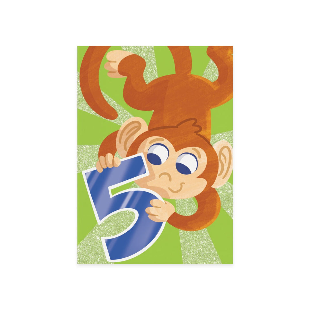 Age 5 Monkey Birthday Card