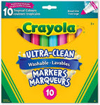 Crayola TROPICAL 10CT Ultra-Clean Washable Broad Line Markers