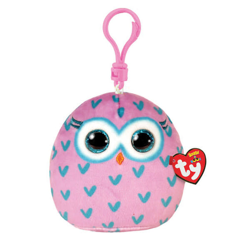 Ty Squish A Boo Winks the Owl Keychain Clip